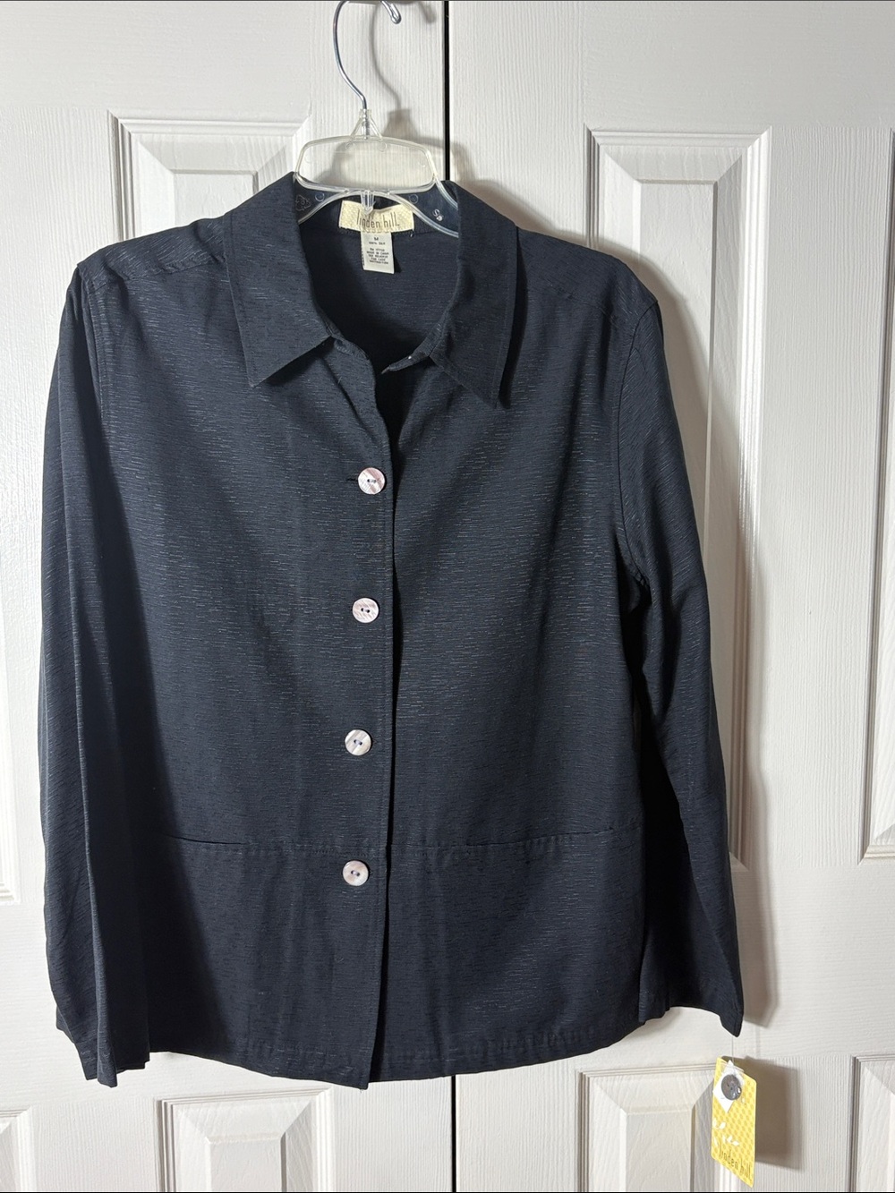 Classic Black Button-Front Collared Shirt Jacket